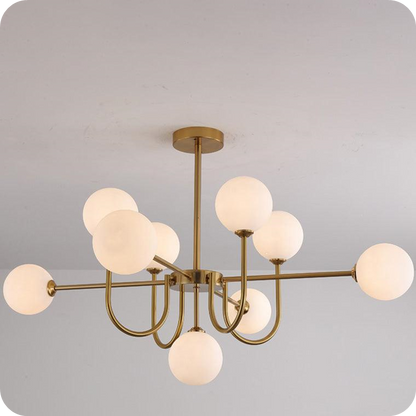 Glass Globe Brass Arm Chandelier