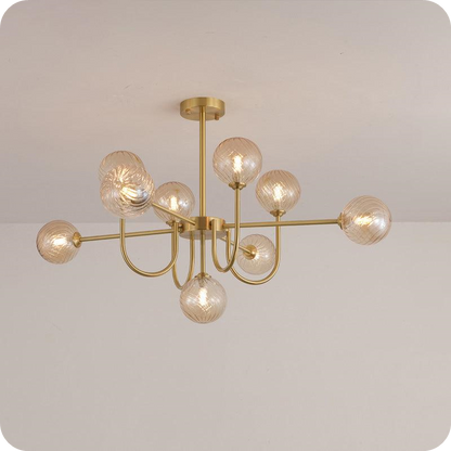 Glass Globe Brass Arm Chandelier