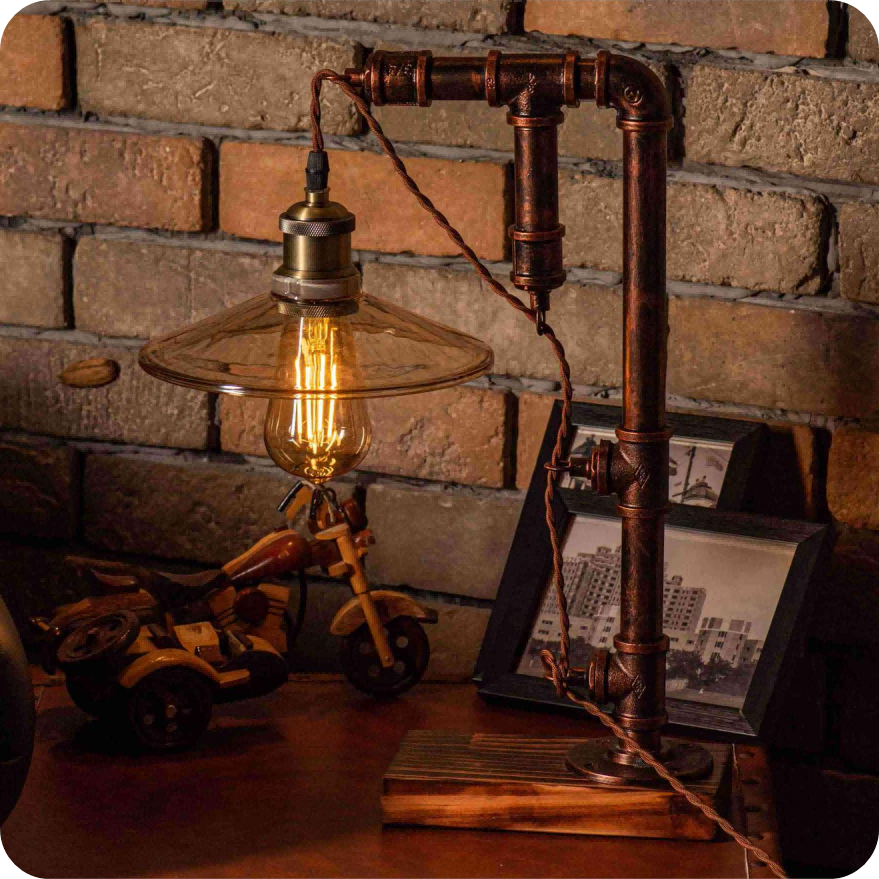 Dream Steampunk Handmade Vintage Adjustable Pipe Lamp Christmas Lights