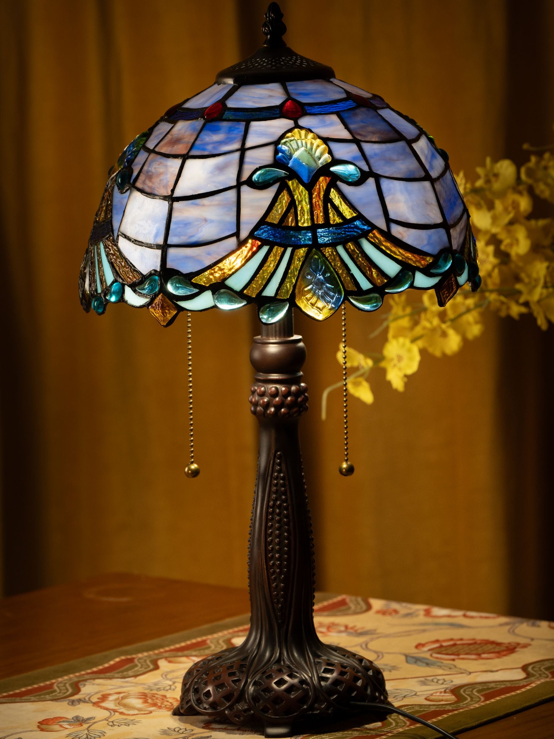 Royal Blue Elegance Tiffany Table Lamp