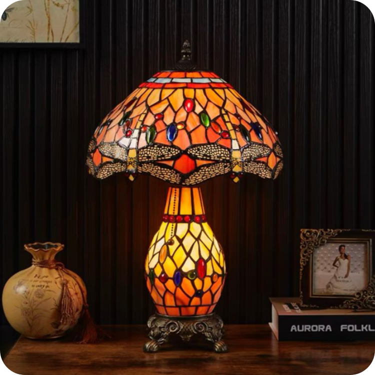 Aurora Bloom Tiffany Table Lamp