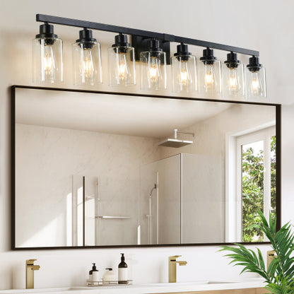 Modern Black  Bathroom Vanity Light Fixture, Industrial Wall Sconce with Clear Glass Shades(No Bulbs)