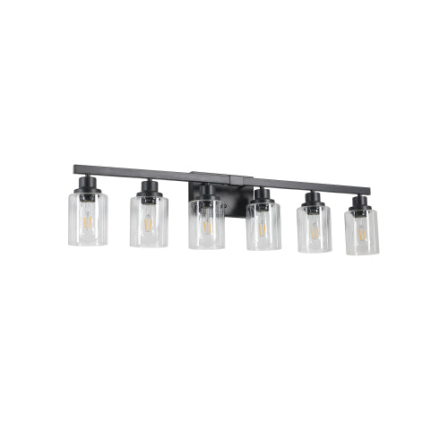 Modern Black  Bathroom Vanity Light Fixture, Industrial Wall Sconce with Clear Glass Shades(No Bulbs)