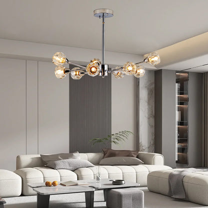 28" Modern Crystal Chandeliers, 9 Lights Chrome Chandelier for Living Room Bedroom, Dining Room Chandelier Over Table, Kitchen Light Fixtures (Bulbs Not Included)