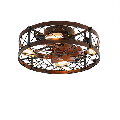 Caged Ceiling Fans with Lights Black