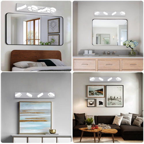 29" Modern 4-Light LED Vanity Light, Sleek Chrome Bathroom Wall Light Fixture for Mirror, Shower, and Bathroom Decor