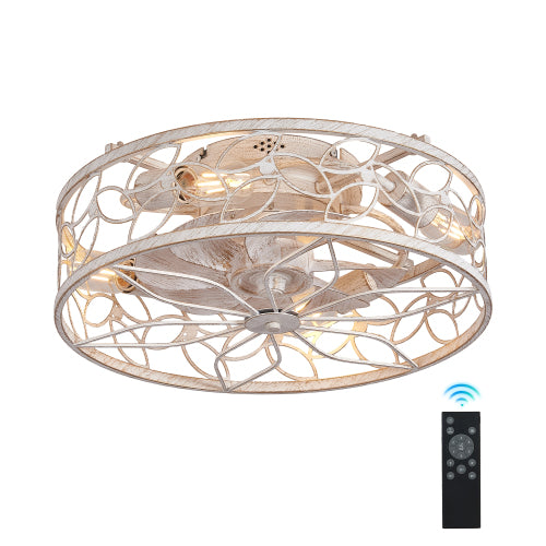 18-inch  Vintage Caged Ceiling Fan Light – Quiet Operation, Remote Control, Industrial Style(Bulb Not Included)