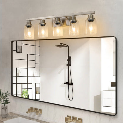 Modern Bathroom Vanity Light Fixture - Brushed Nickel Finish with Clear Glass Shades(No Bulbs)