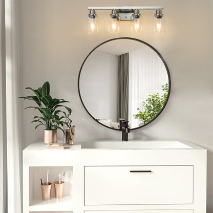 Modern Bathroom Vanity Light Fixture - Brushed Nickel Finish with Clear Glass Shades(No Bulbs)