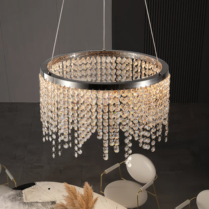 16-inch Luxury Crystal LED Chandelier - Adjustable Height and Color Temperature (3000K-6000K) - Modern Chandelier for Living Room, Dining Room and Bedroom