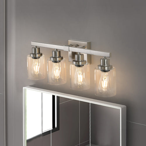 Modern Bathroom Vanity Light Fixture - Brushed Nickel Finish with Clear Glass Shades(No Bulbs)