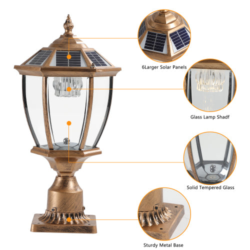 Solar Column Headlights With Dimmable LED