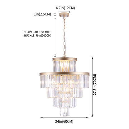 Golden Luxury Crystal Chandelier Modern Chandeliers Lights Fixture Hanging Pendant Light Fixture for Dining Room Bedroom Living Room Dia 23.6 Inch-Gold