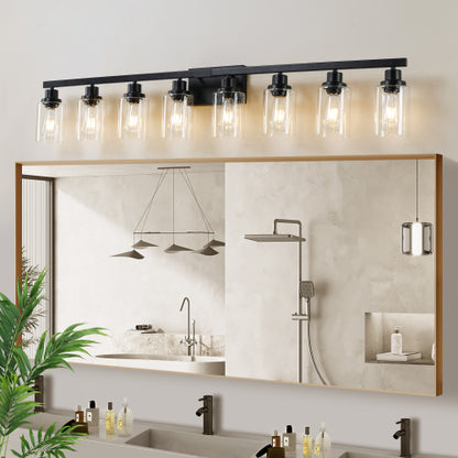 Modern Black  Bathroom Vanity Light Fixture, Industrial Wall Sconce with Clear Glass Shades(No Bulbs)