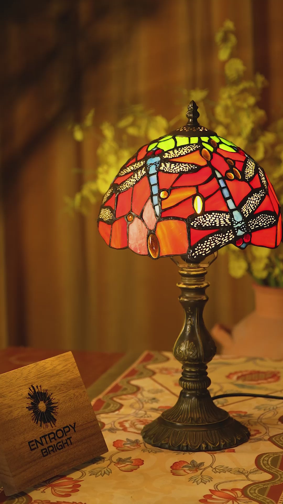 Crimson Flight Tiffany Table Lamp